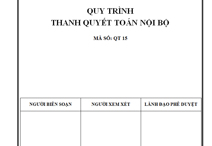 Quy trình thanh toán nội bộ